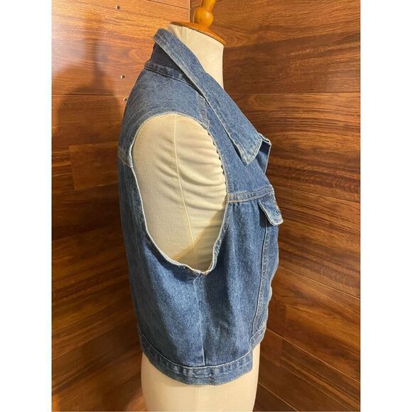 Vintage 80’s Faded Glory Women’s Denim Button Down 100% Cotton Vest Size Large-R - Picture 10 of 13